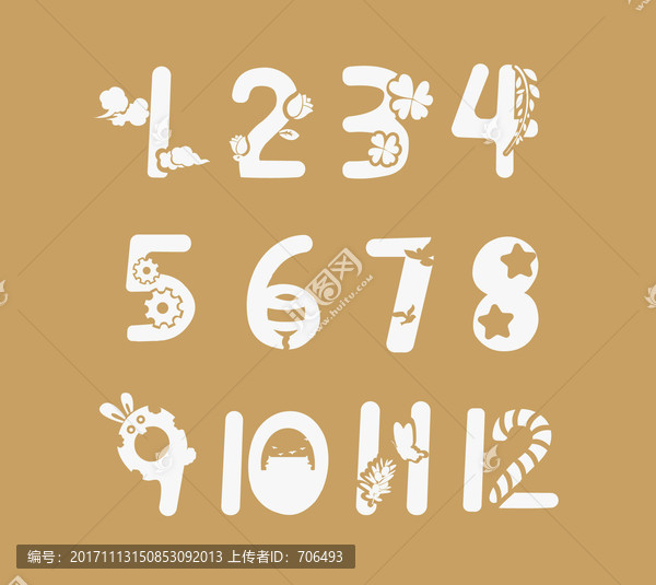 數(shù)字設(shè)計(jì),1到12數(shù)字,月份