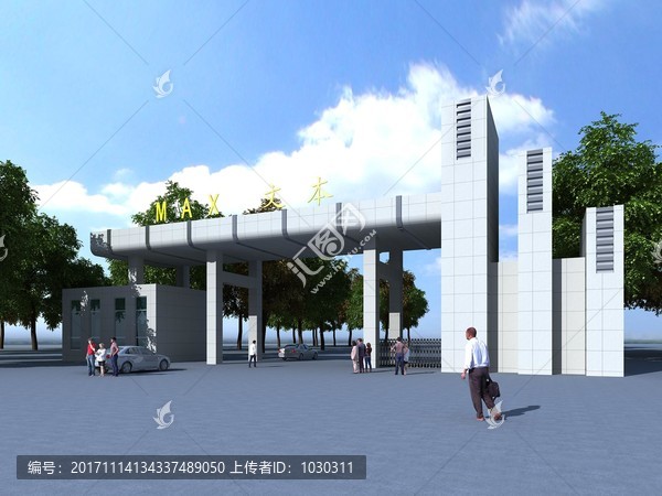 學(xué)校大門外觀效果圖3d模型