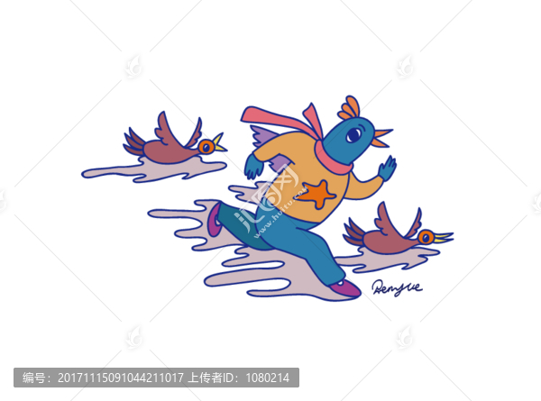 手機(jī)殼插畫鳥人與野鴨