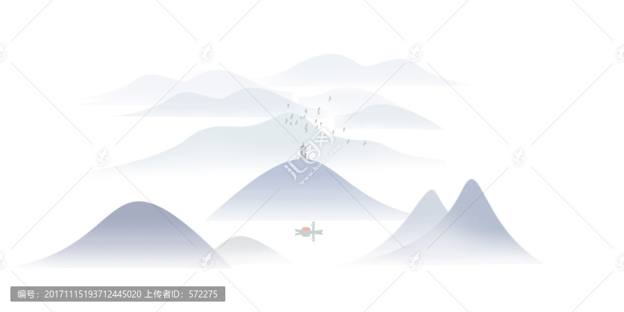 云霧繚繞的橫幅現(xiàn)代水墨畫