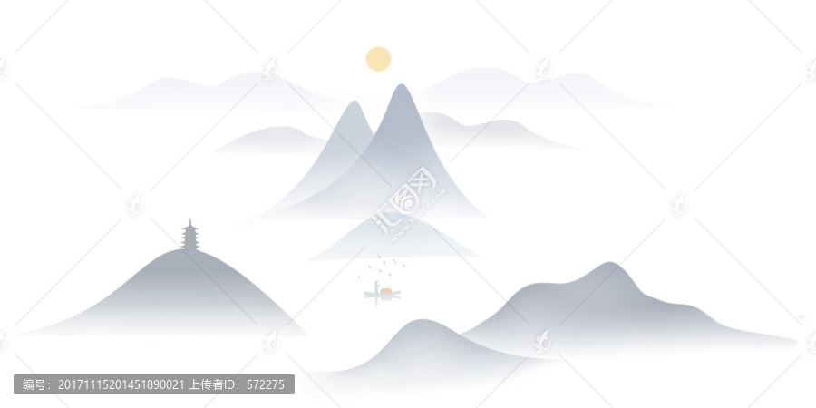 旭日東升創(chuàng)意水墨畫