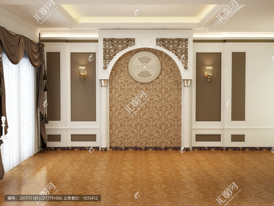 小美式床設(shè)計(jì),床頭背景墻不分層