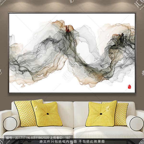 抽象水墨畫,沙發(fā)水墨掛畫