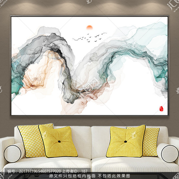 新中式抽象意境水墨畫,水墨掛畫