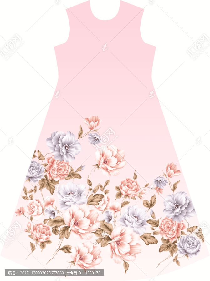 長裙?jié)u變花稿