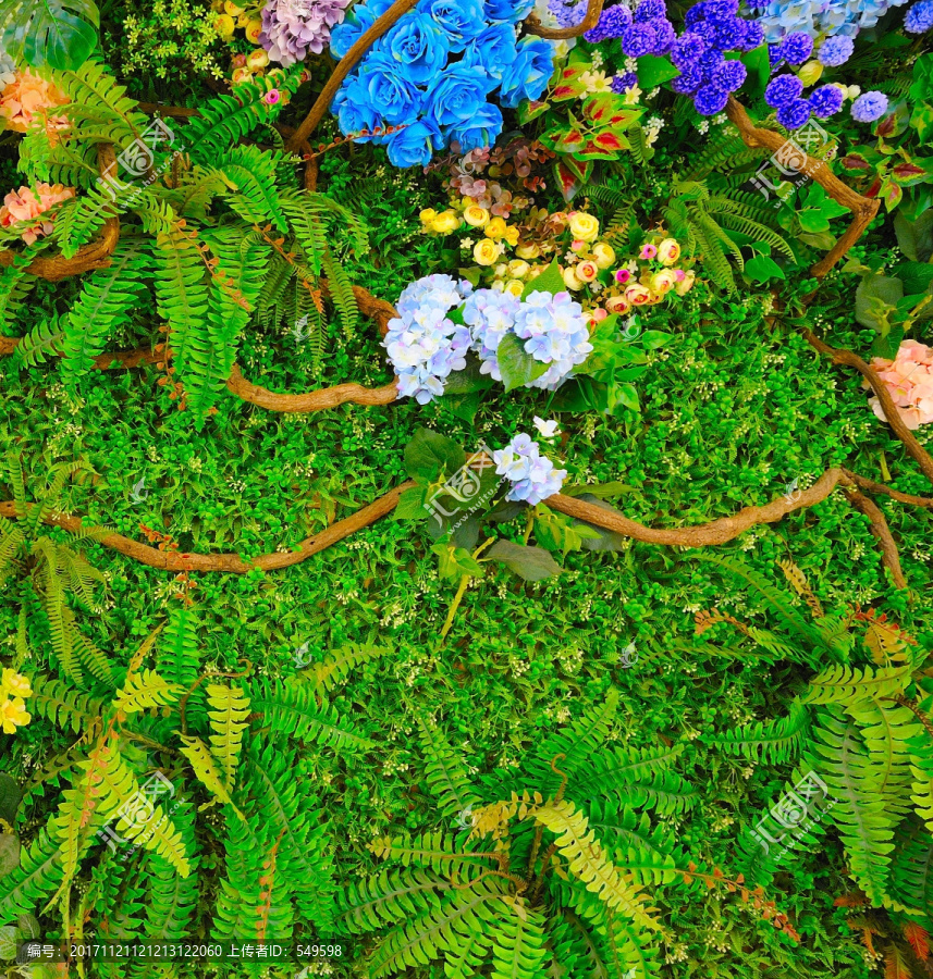 绿叶鲜花背景