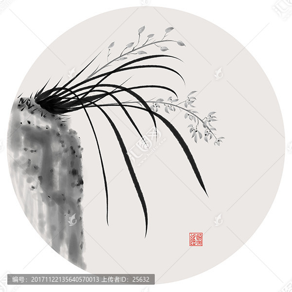 水墨蕙蘭蘭花裝飾畫