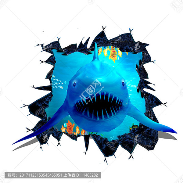 3D立體壁畫鯊魚