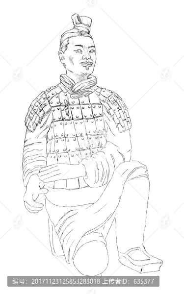 手繪跪俑