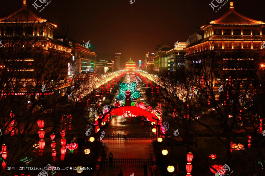 西安南大街钟楼夜景,西安钟楼