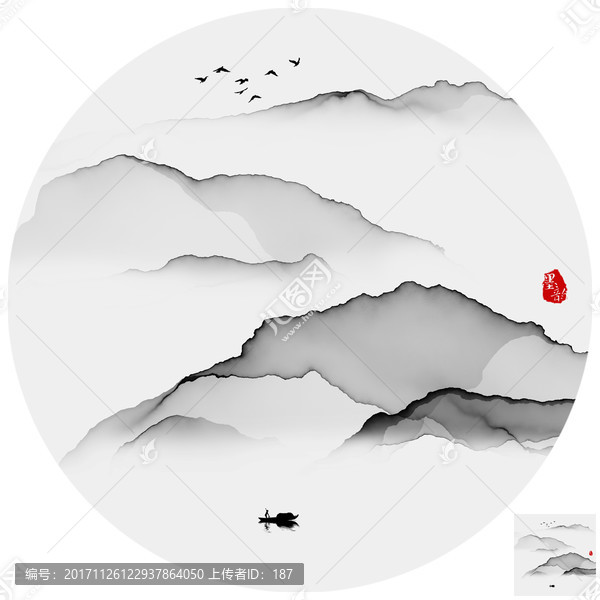 意境水墨山水,水墨畫(huà)