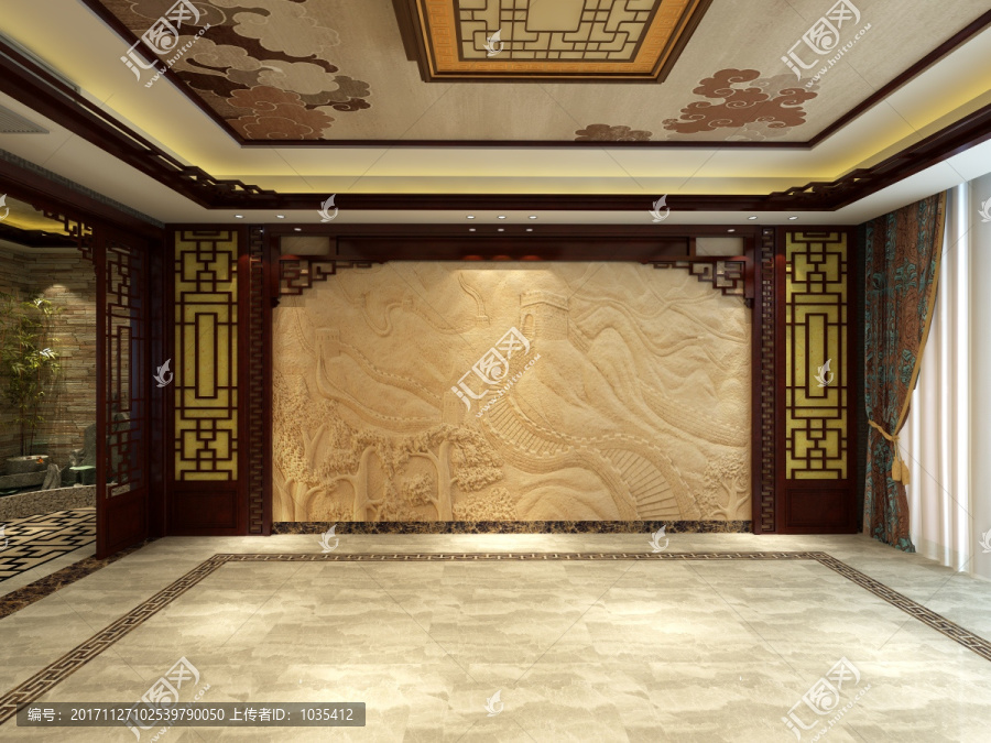 中式紅木沙發(fā)背景墻設(shè)計(jì)不分層