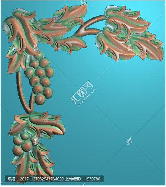 葡萄精雕圖,浮雕圖,灰度圖