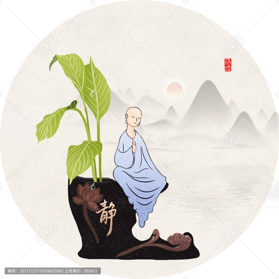 禪意靜坐小和尚（tif分層）