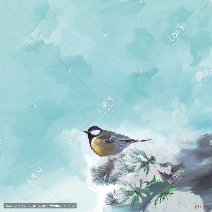 花鳥裝飾畫,小鳥