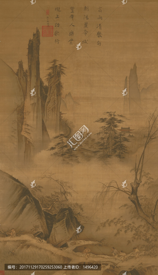 踏歌圖絹本