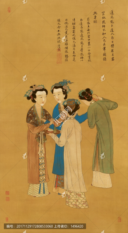 唐寅王蜀宮妓圖絹本