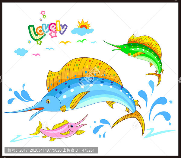可愛(ài)卡通旗魚(yú)