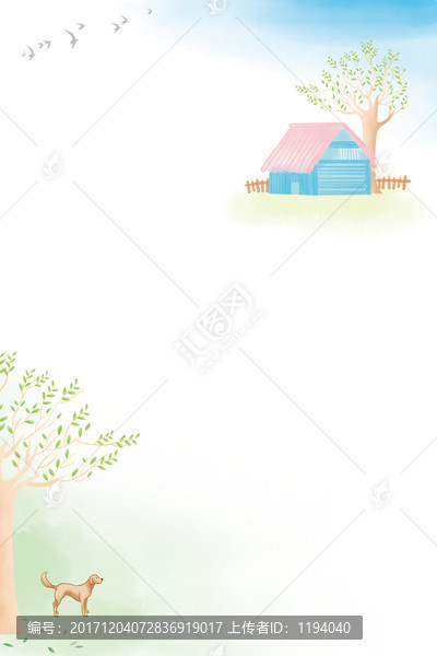 水彩田園圖片,PSD