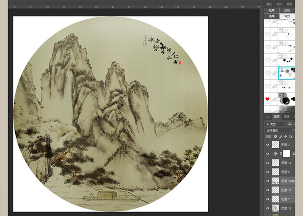 手繪水墨山水復(fù)古詩畫無框裝飾畫