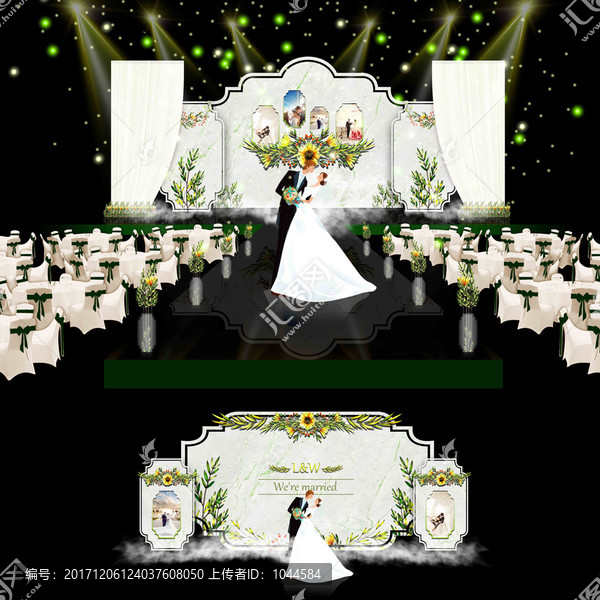 白綠大理石手繪婚禮