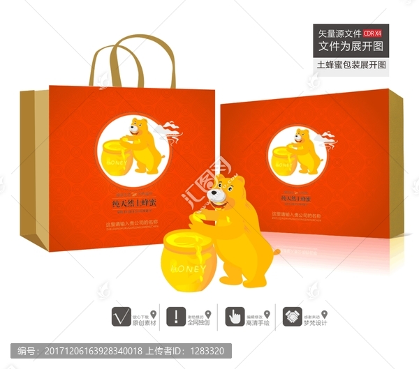 土蜂蜜禮盒包裝,展開圖