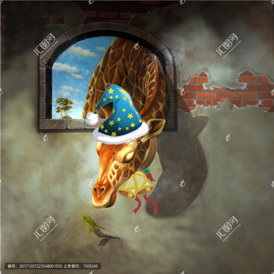 3D立體畫,長頸鹿,造夢視界