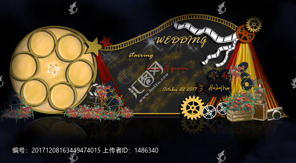 電影主題婚禮,紅黑金合影區(qū)