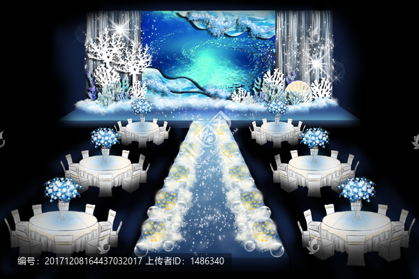 海洋婚禮藍(lán)白色海底