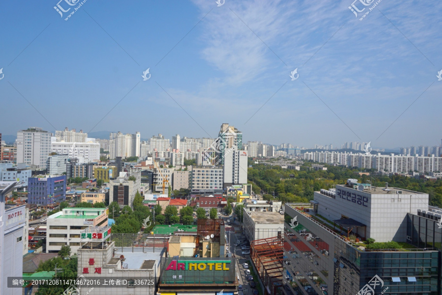 韩国水原城市风光,日景,俯拍