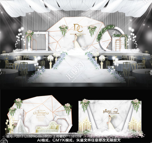 鉆石婚禮,幾何婚禮,大理石婚禮