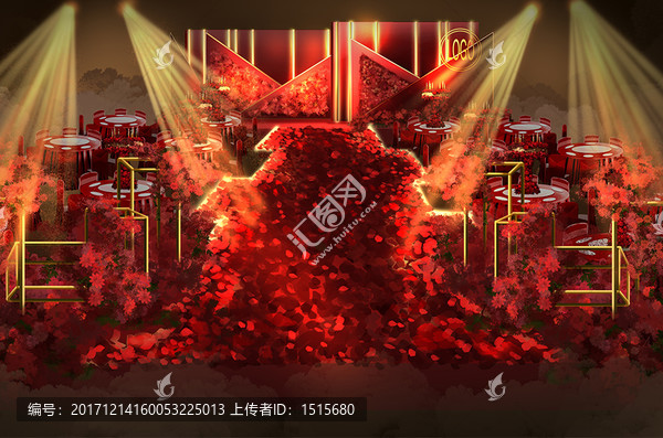 紅金幾何婚禮效果圖