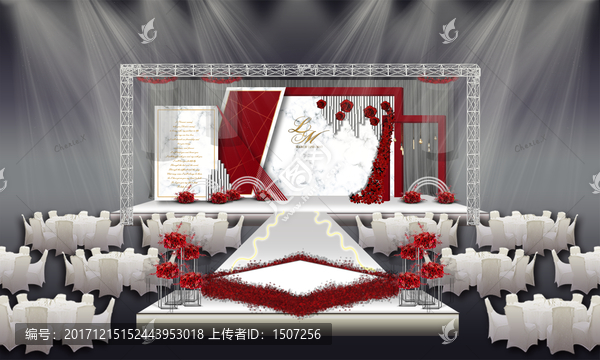 紅白大理石婚禮主舞臺