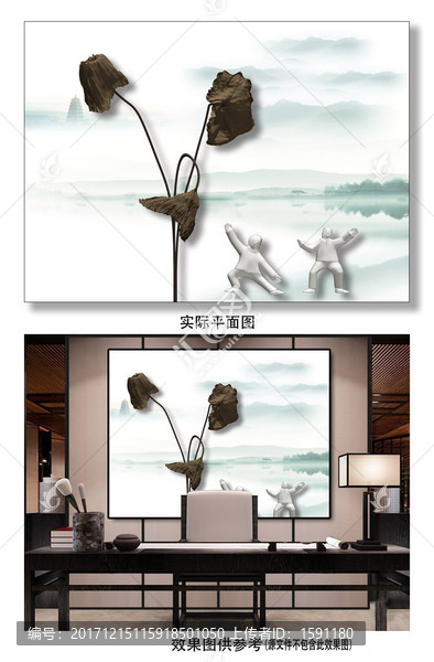 荷花抽象裝飾畫