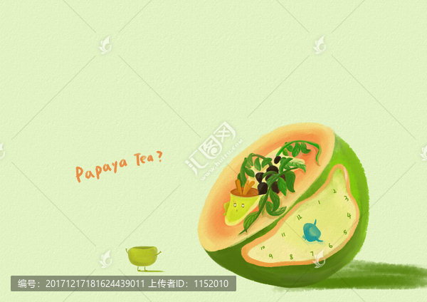 木瓜茶水果插畫(huà)