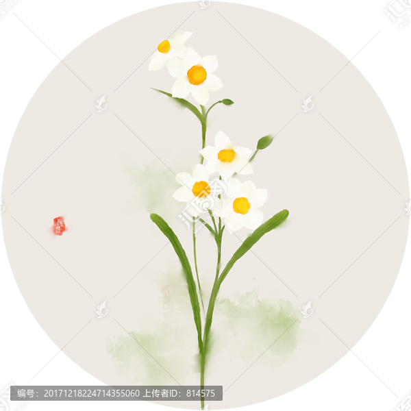水彩水仙花