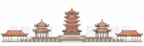 矢量古建筑簡筆畫