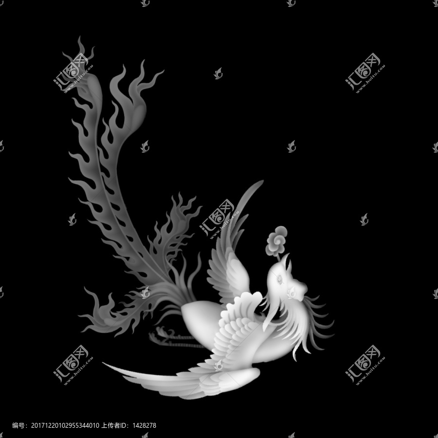 鳳凰灰度圖,精雕圖,木雕鳳凰