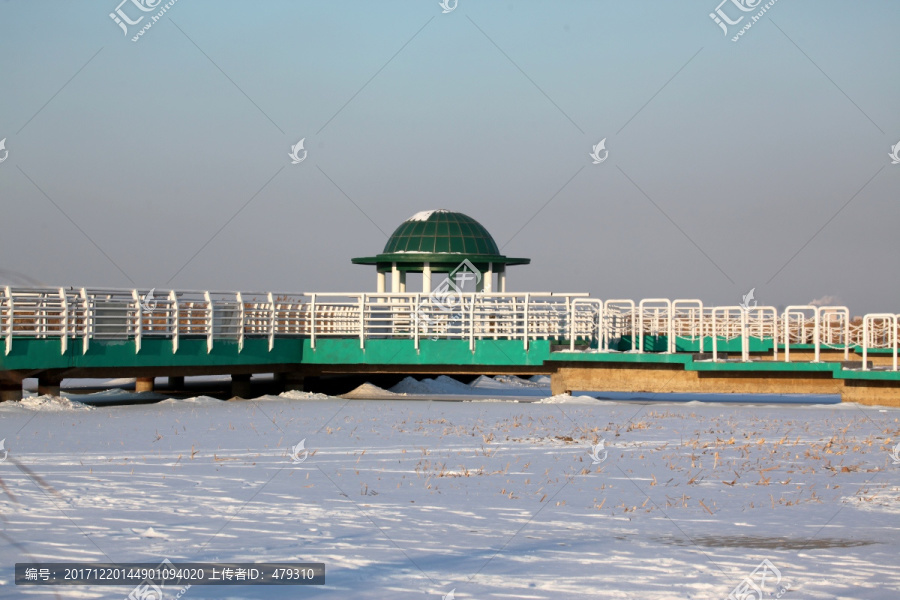 湿地,冬天,亭子,白雪