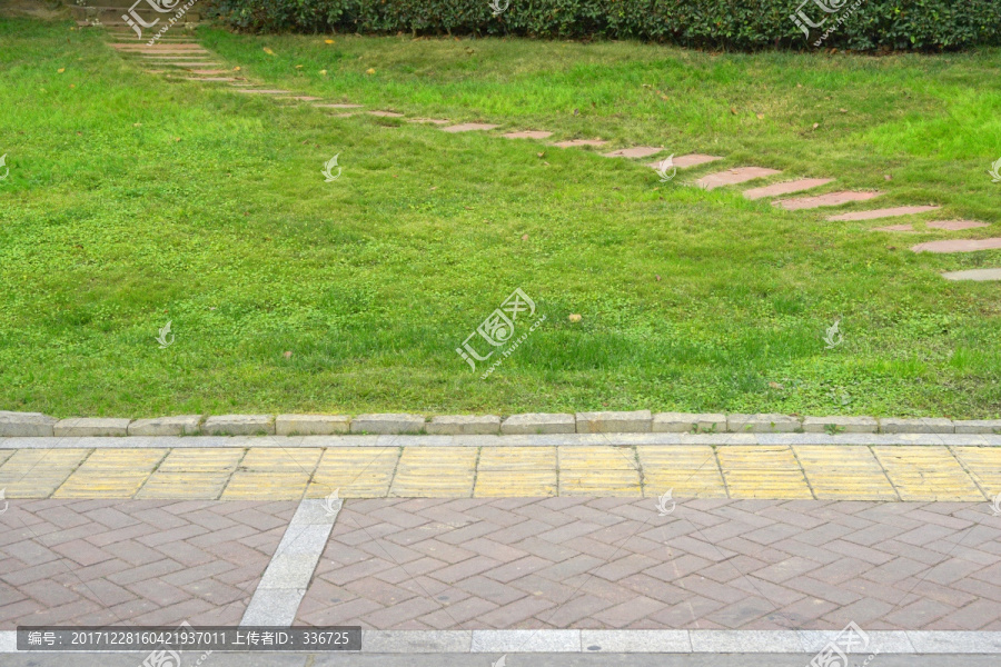 公路绿化带景观,石板路,草坪