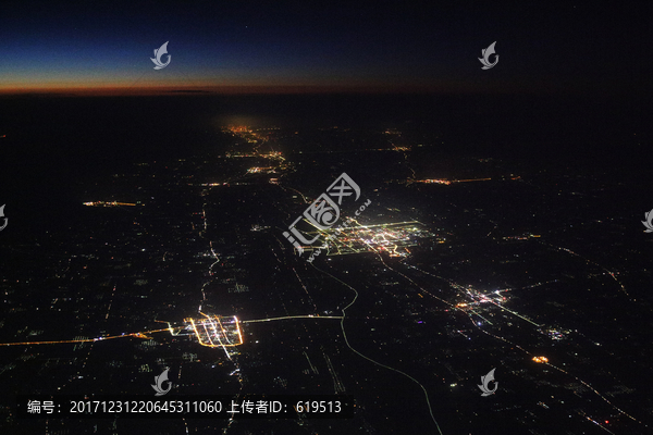 夜空,俯瞰,城市,灯火