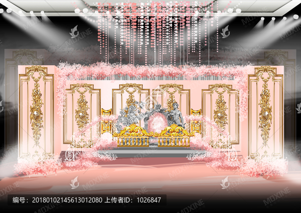 歐式金粉色主題婚禮設計效果圖