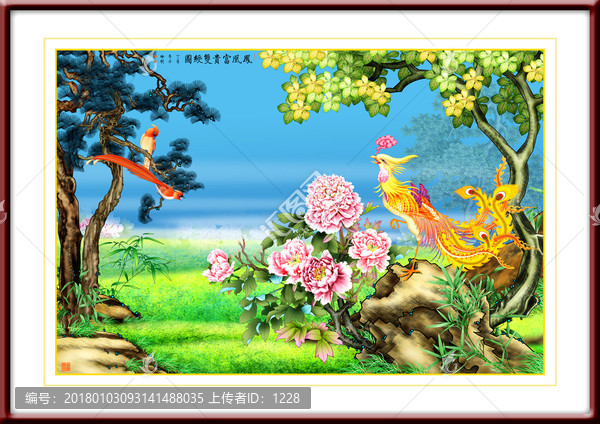 鳳凰富貴雙壽圖