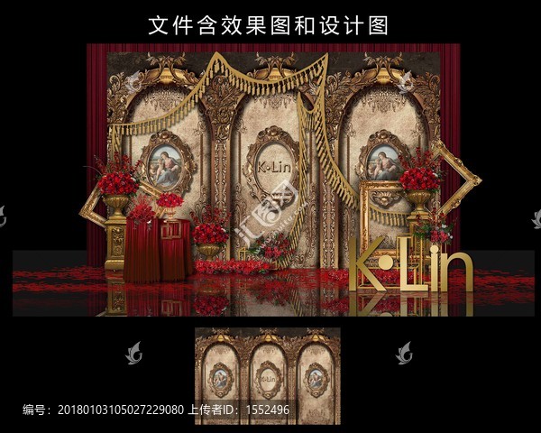 巴洛克紅金婚禮迎賓區(qū)