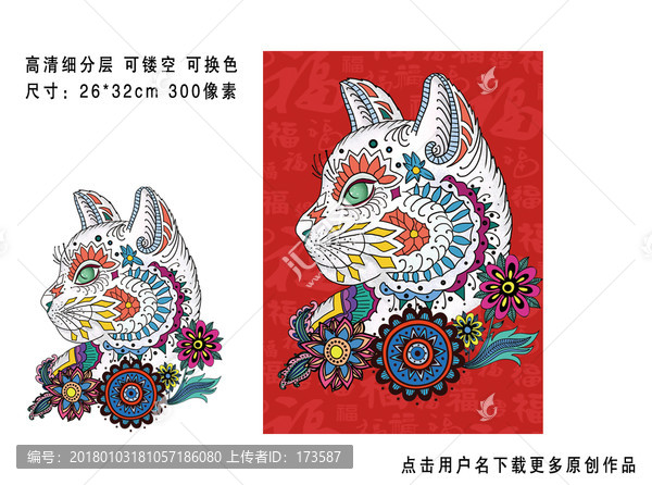 花紋貓頭印花圖案