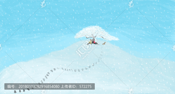 愛情故事,情人節(jié)雪景插畫