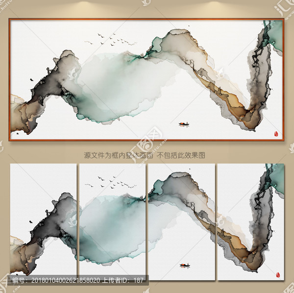 新中式抽象意境水墨畫,禪境水墨