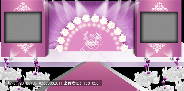 粉紫色燈泡絲網(wǎng)花高端婚禮