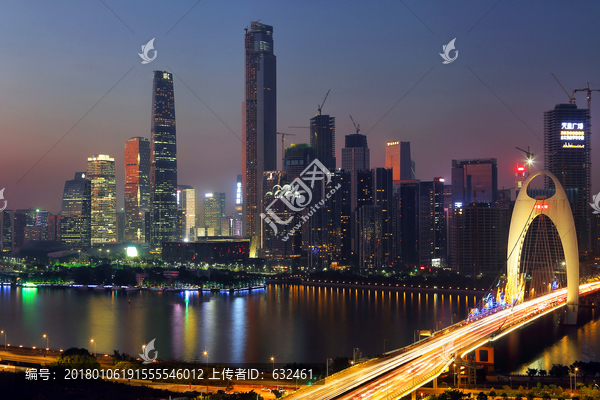 广州珠江新城建筑风光夜景