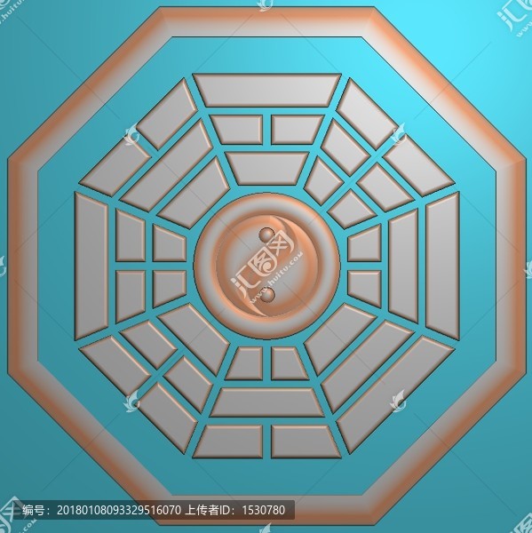 八卦精雕圖,灰度圖,浮雕圖